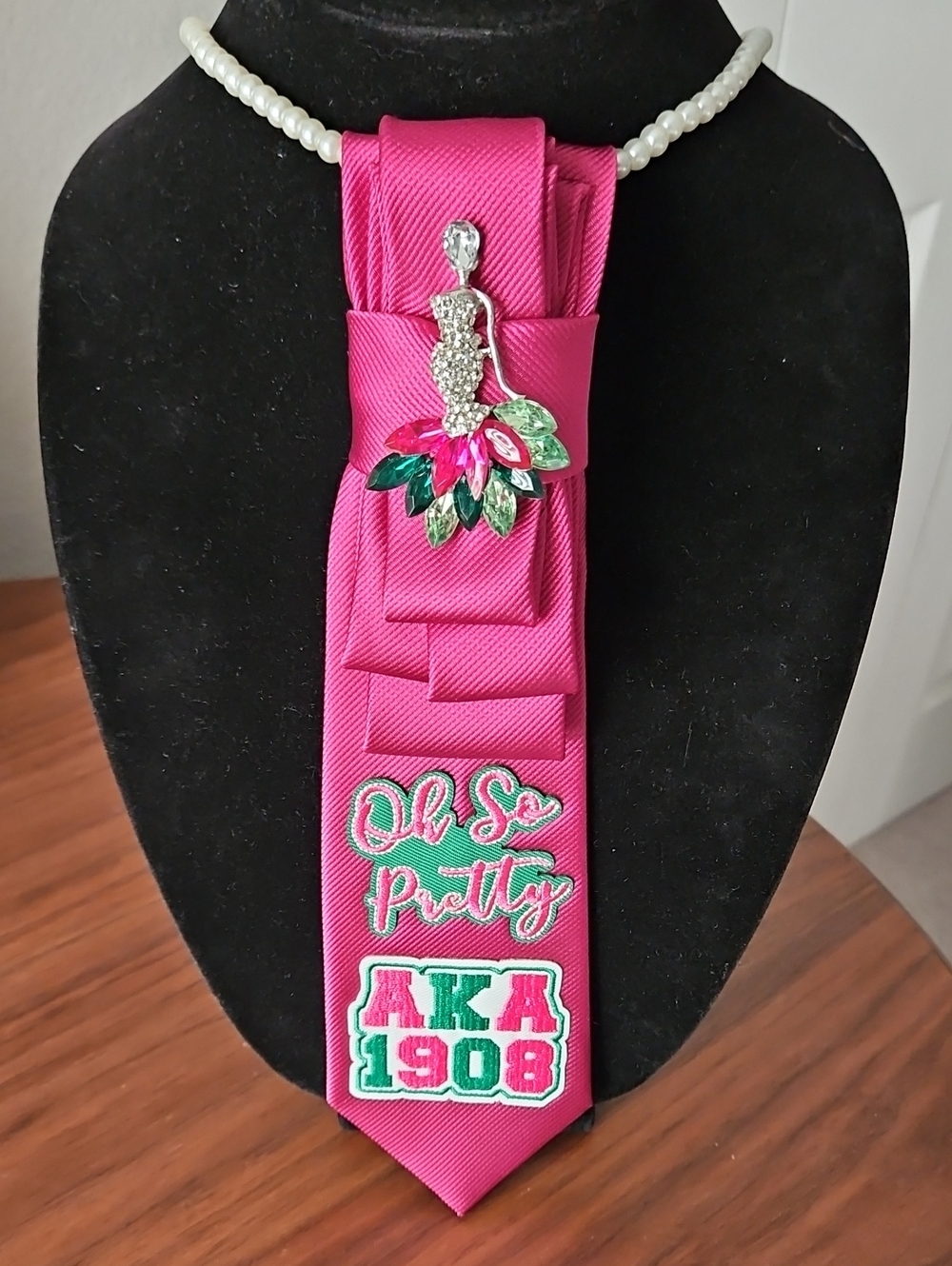 Alpha Kappa Alpha (Aka) Pink "1908" "Oh So Pretty" Necktie Necklace Tie